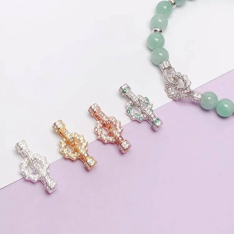 925银银制品 s925纯银圆珠项链延长扣珠链万能双头连接扣满钻扣头