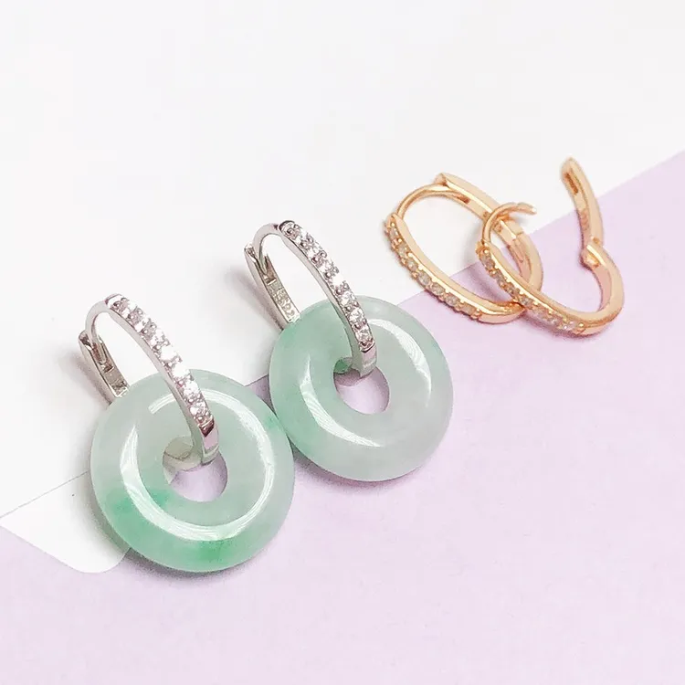 925银耳饰 平安环耳圈平安扣耳扣空托万能轻奢耳环配件包邮百搭