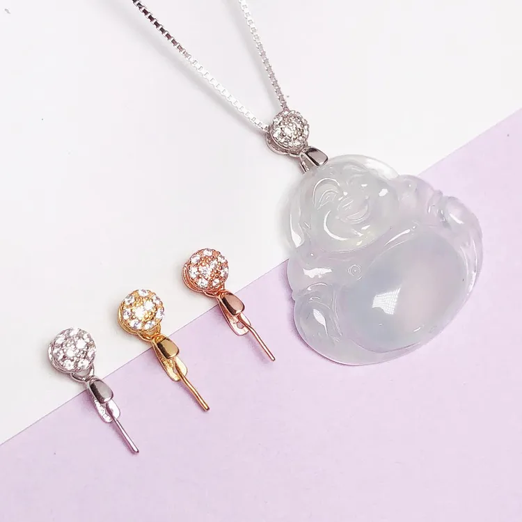 925银银制品 S925纯银项链扣子佛公玉扣百搭瓜子斜扣卡扣针扣包邮