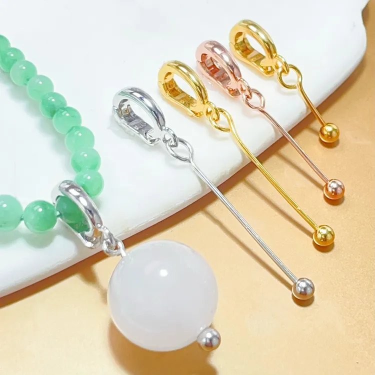 925银银制品 S925纯银珍珠吊坠扣头转运珠万能路路通扣圆珠通孔扣