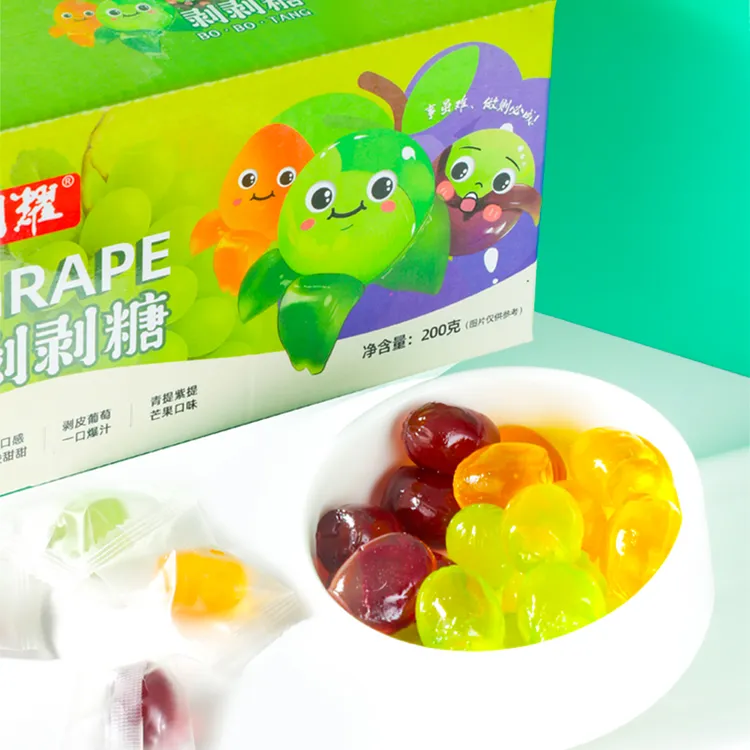 12D同耀可剥皮糖葡萄软糖芒果软糖夹心软糖200克/箱y