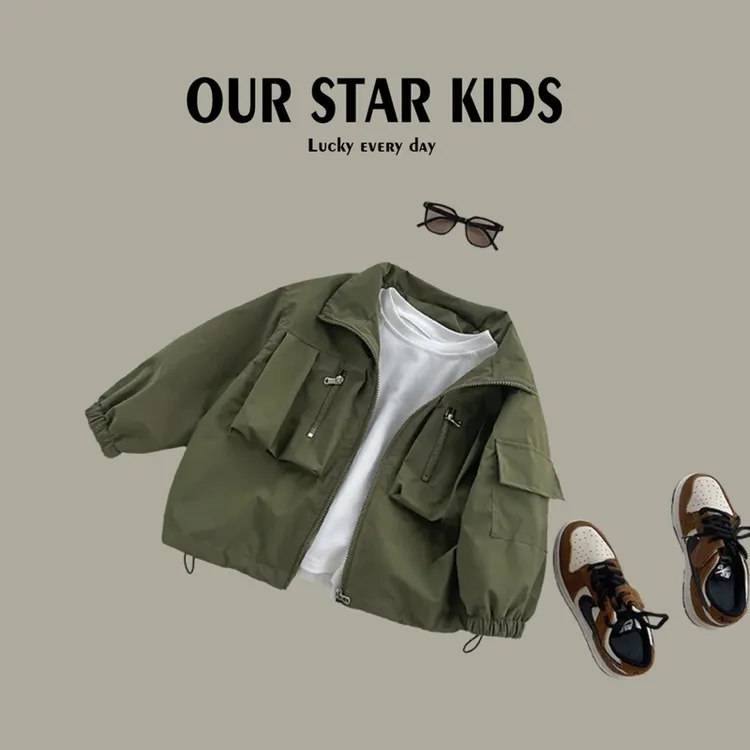 【品优童品】男童春秋外套2025新款儿童宝宝时髦小中大童韩版夹克潮