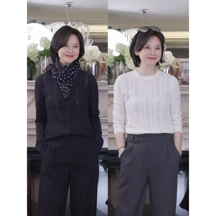 我是摩羯 波斯湾 澳大利亚绵羊毛银丝珠片纱绞花挑孔秋冬针织衫