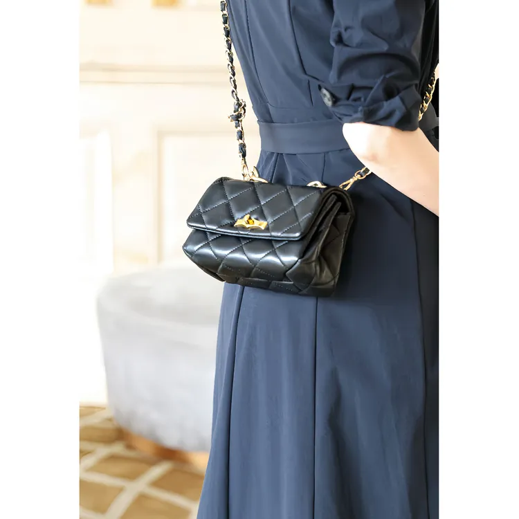 我是摩羯 小香链条包 进口羊皮菱形格小方包斜挎包手提包