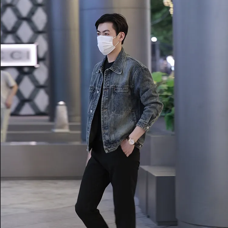 秋装男士牛仔夹克外套潮流复古工装水洗牛仔衣男衣服男外套韩版