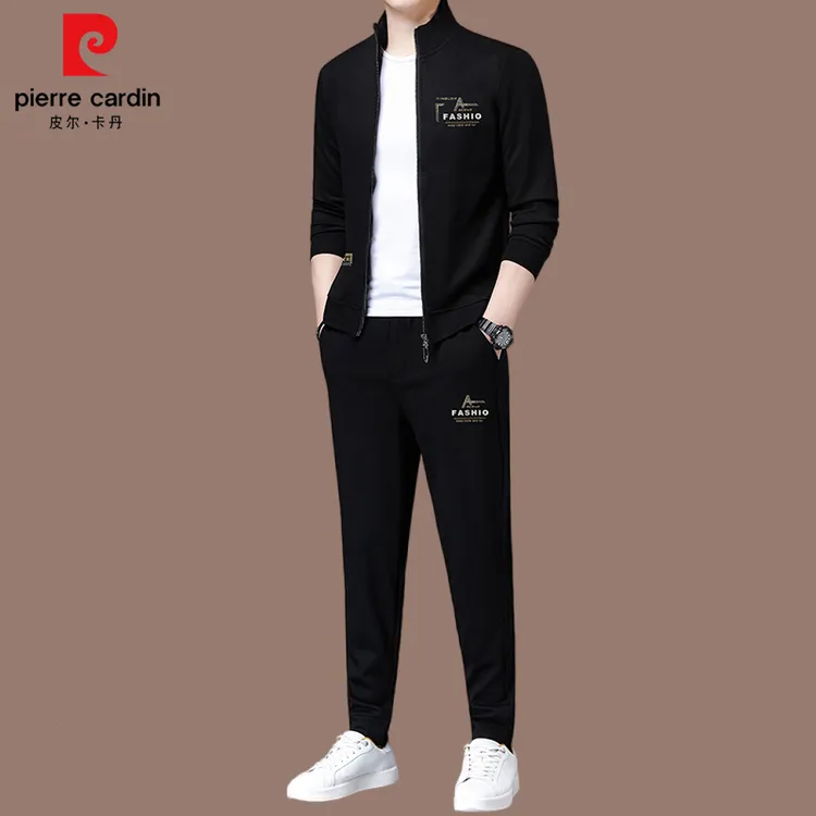 【正品大牌 皮尔卡丹】高档桑蚕丝男士休闲运动套装春秋季高端男装
