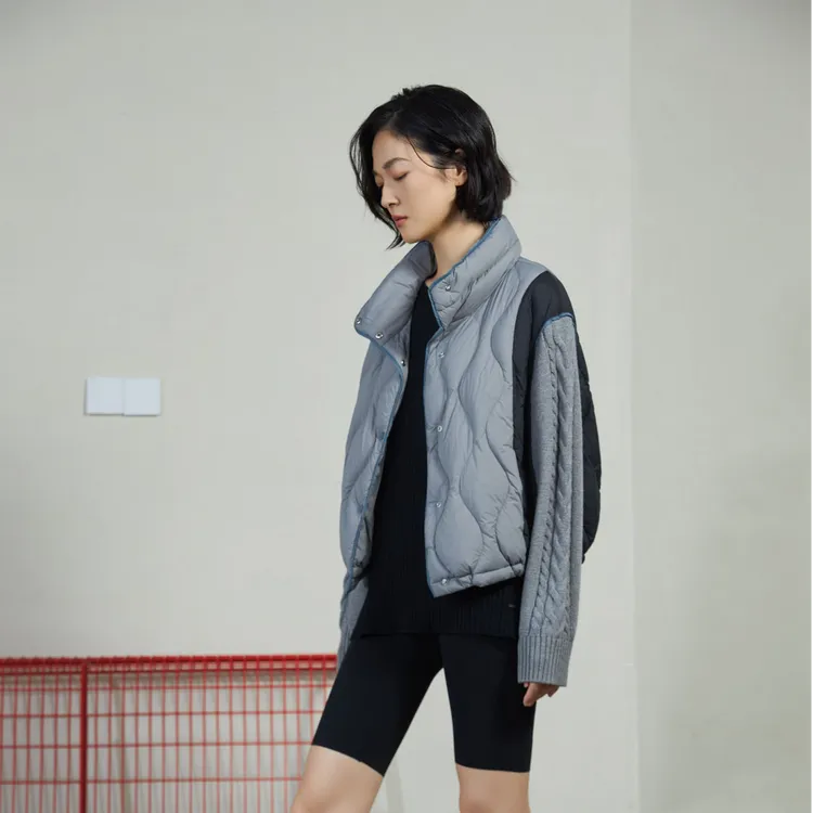 【栋哥专属】灰黑色拼色冲锋羽绒服高级感秋冬季新款立领新国标高品质90白鸭绒