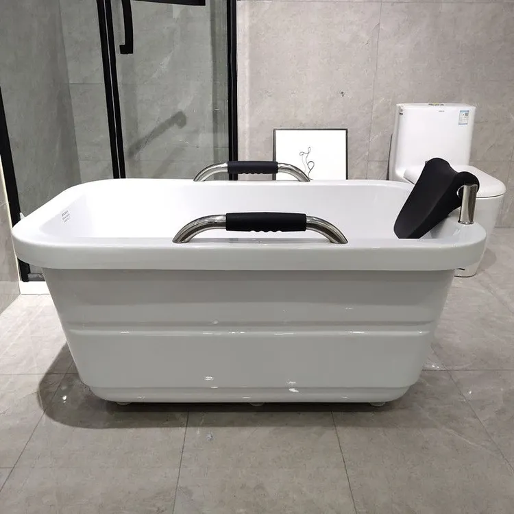 2024年新款亚克力扶手浴缸小户型坐台式家用浴缸独立老人成人浴缸