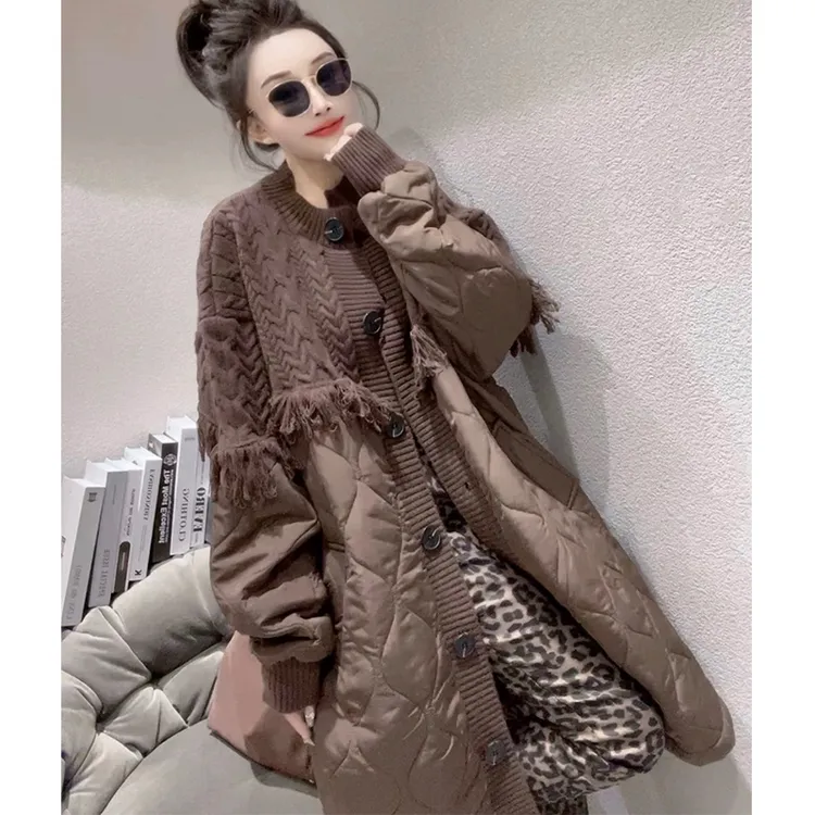 2025冬季新款韩版中长款棉服女大码夹棉宽松显瘦洋气保暖加厚棉衣