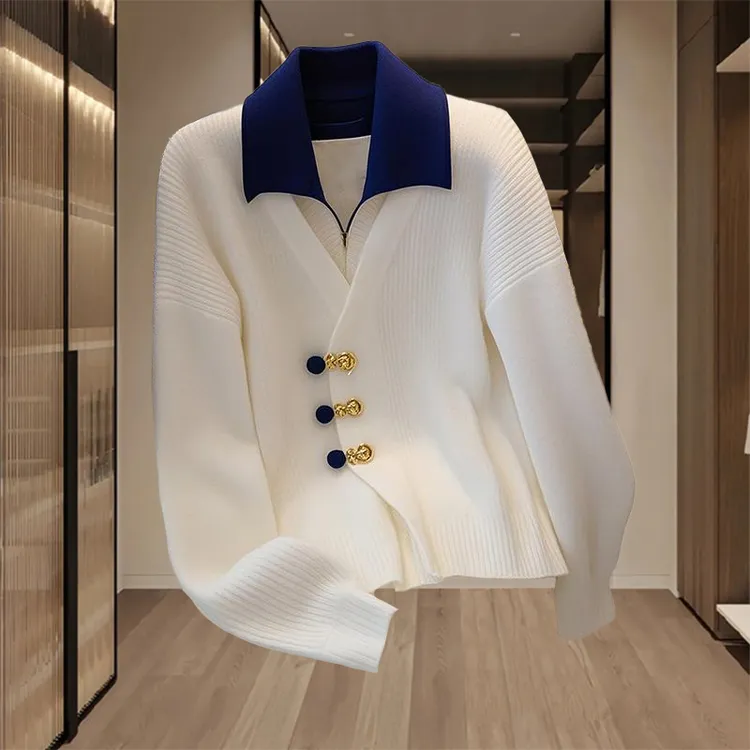 2026年春秋季新款韩版设计感小个子小众时尚百搭假两件潮流针织衫