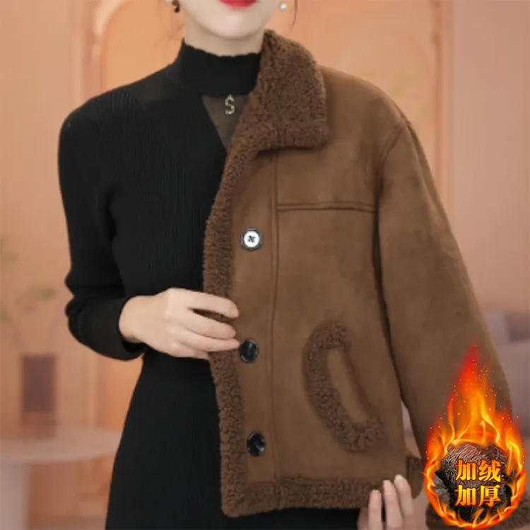 韩版高级感宽松翻领短外套女2026秋冬季新款百搭显瘦时尚外衣