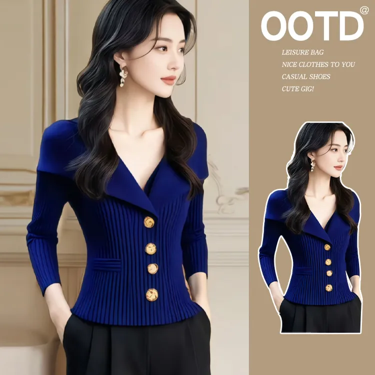 2026年春秋季新款设计感时尚气质收腰潮流上衣小香风针织衫外套女