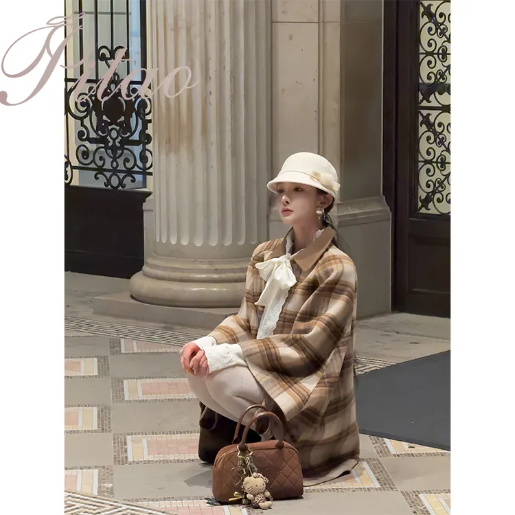 杜屁屁桃PITAO 原创【巴黎诗集】美拉德双面绵羊毛大衣+半裙+针织衫