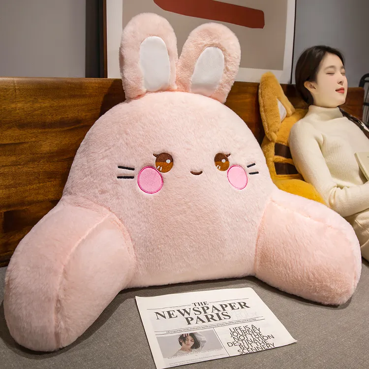 冬季毛绒办公室护腰靠垫床头软包靠枕宿舍儿童床上大靠背女生可爱