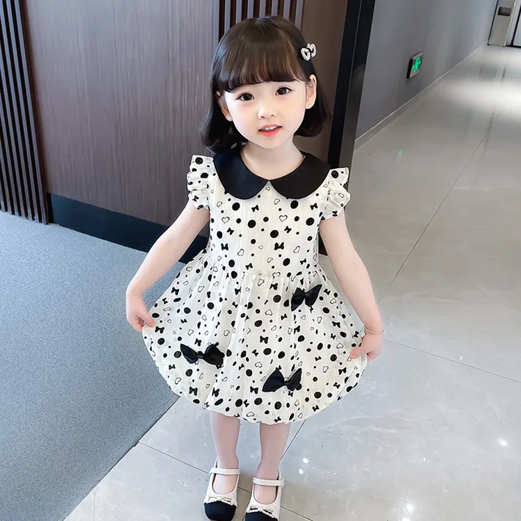 女童夏季连衣裙2025新款女宝宝夏装小童娃娃领公主裙儿童洋气裙子