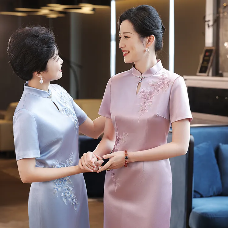 蕾蒂若连衣裙年轻婆婆婚宴高端喜婆婆妈妈装2025新款爆款旗袍677