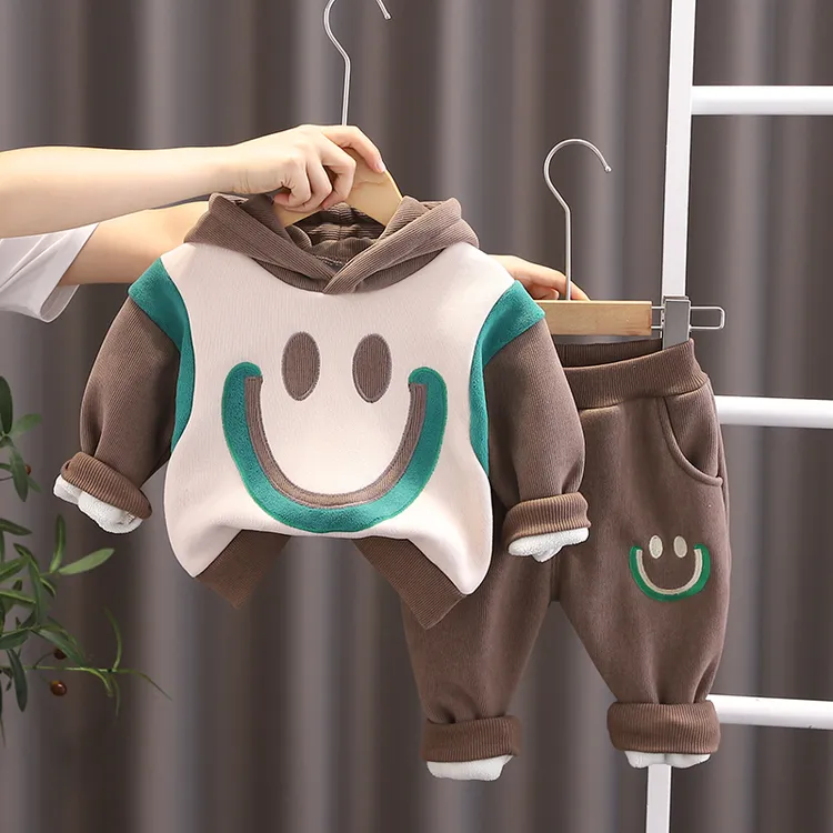 宝宝冬装加绒套装男童卫衣时髦2025新款婴儿童装衣服保暖两件套潮