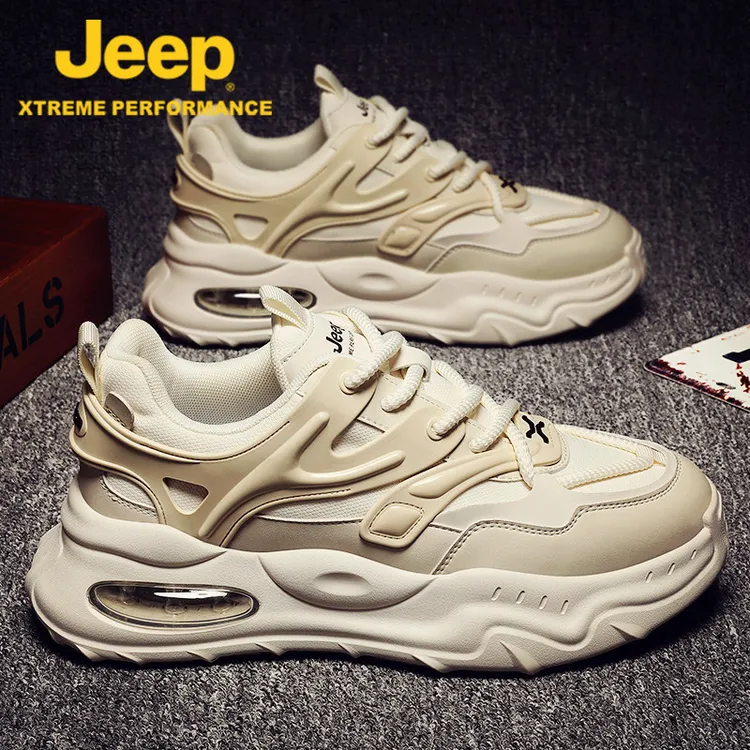 jeep吉普老爹鞋男鞋秋季2024新款增高休闲款厚底小白运动鞋子男士