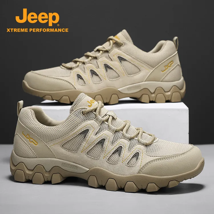 jeep吉普男鞋2024新款夏季户外运动休闲鞋网面透气工装防滑登山鞋