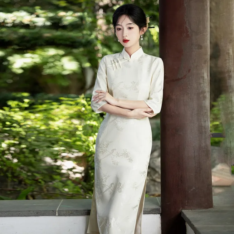 2025年新款旗袍秋季高考毕业季蕾丝气质网红时尚中长款日常【雅丹】