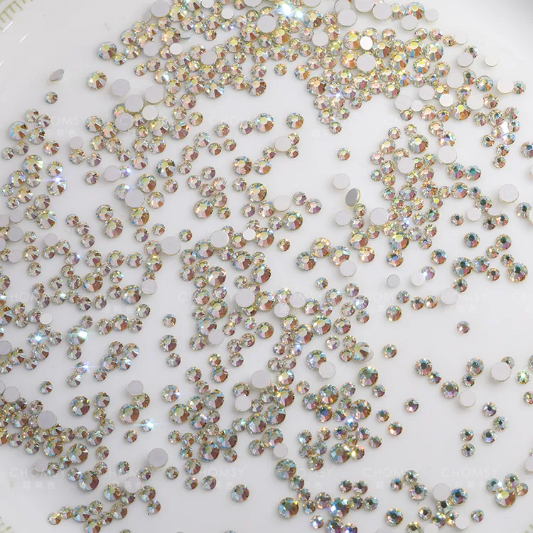  美甲钻饰品宝仕奥莎美饰玛平底《1.8--3.2mm》圆形淡黄闪烁50颗 