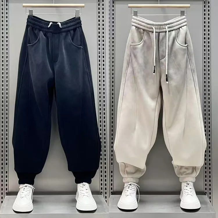 秋冬季美式渐变色休闲裤男士2025潮牌宽松痞帅哈伦卫裤百搭运动裤