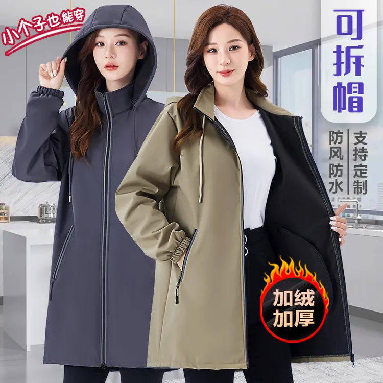 新款加绒加厚罩衣女防水防尘厨房长袖围裙洋气大褂男士外穿工作服