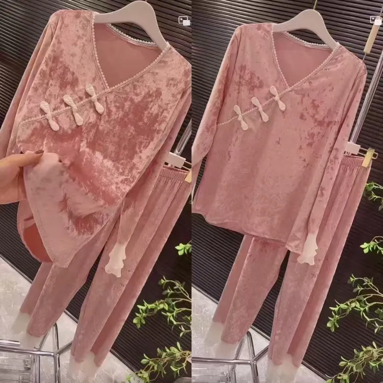 国风丝绒轻奢家居服睡衣套装