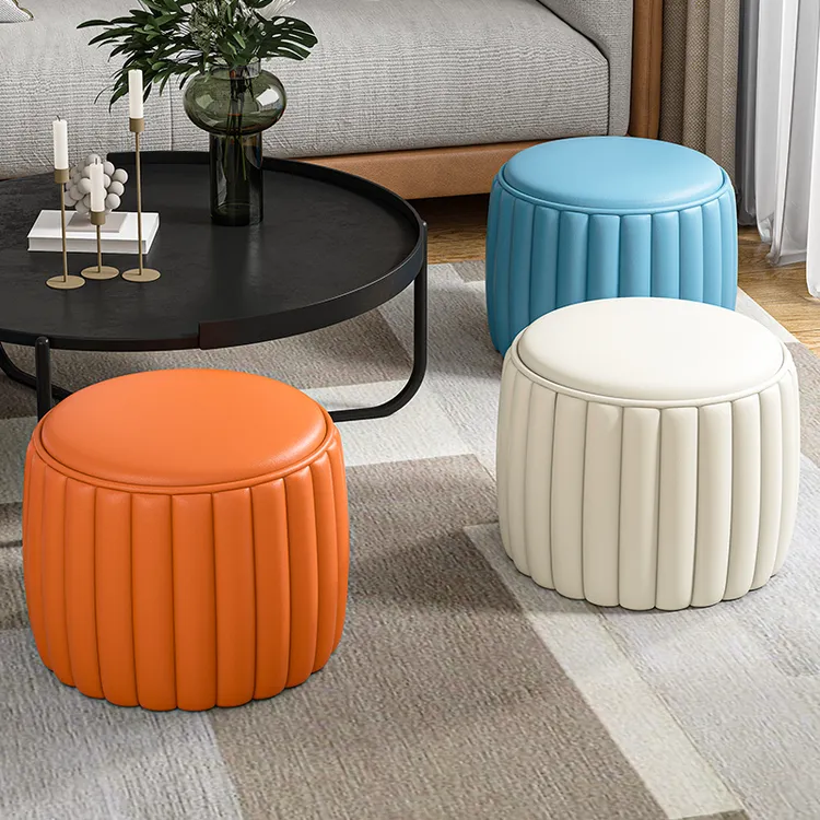 小凳子家用矮凳网红南瓜小板凳高级感客厅实木茶几圆凳换鞋凳坐墩