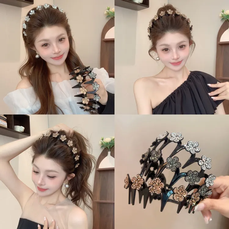 波浪发箍女刘海碎发卡懒人编发头箍简约仙百搭气防滑发夹花朵发箍