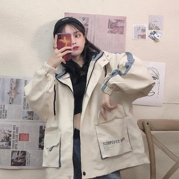 春秋季工装外套2025年新款女韩版宽松BF百搭学生原宿风复古ins潮