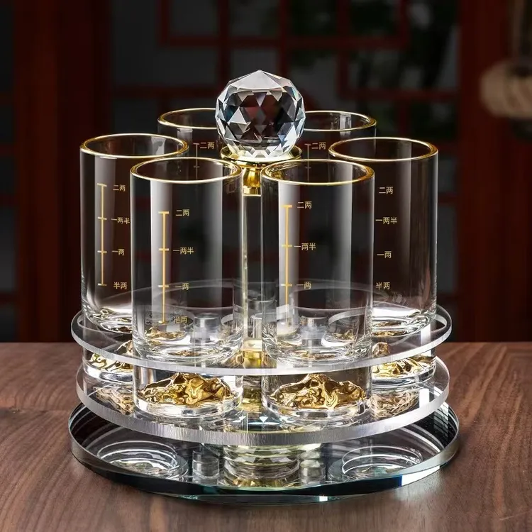 刻度金山二两杯水晶玻璃白酒杯家用高档酒具酒杯玻璃杯家用套装