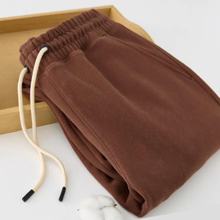 470G秋冬重磅加绒加厚休闲运动卫裤男宽松日系复古束口长裤男抽绳