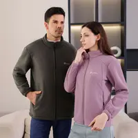 新款秋冬立领保暖外套男女加绒开衫运动加绒加厚摇粒绒外套2416