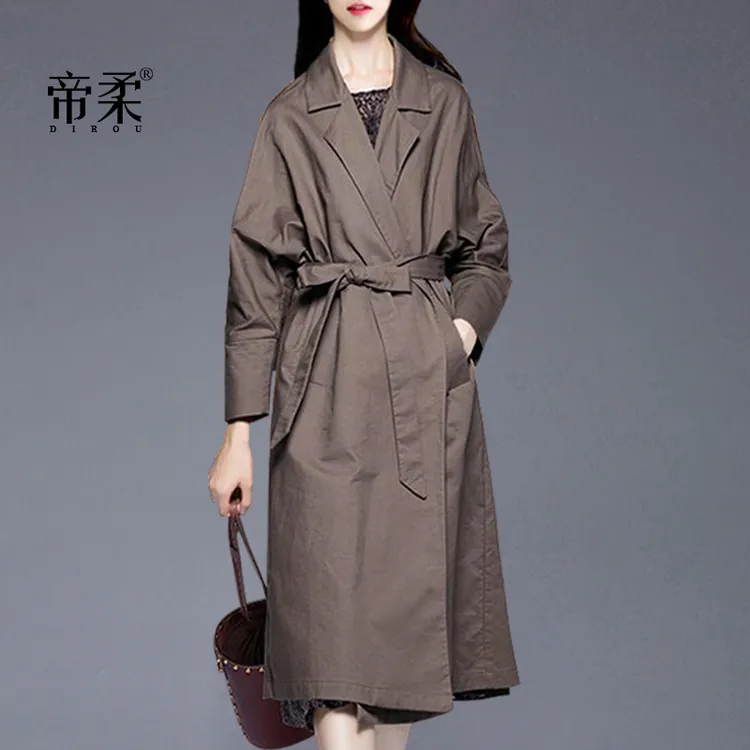 百搭风衣女中长款韩版时尚2025春秋气质休闲宽松轻薄外套系带过膝