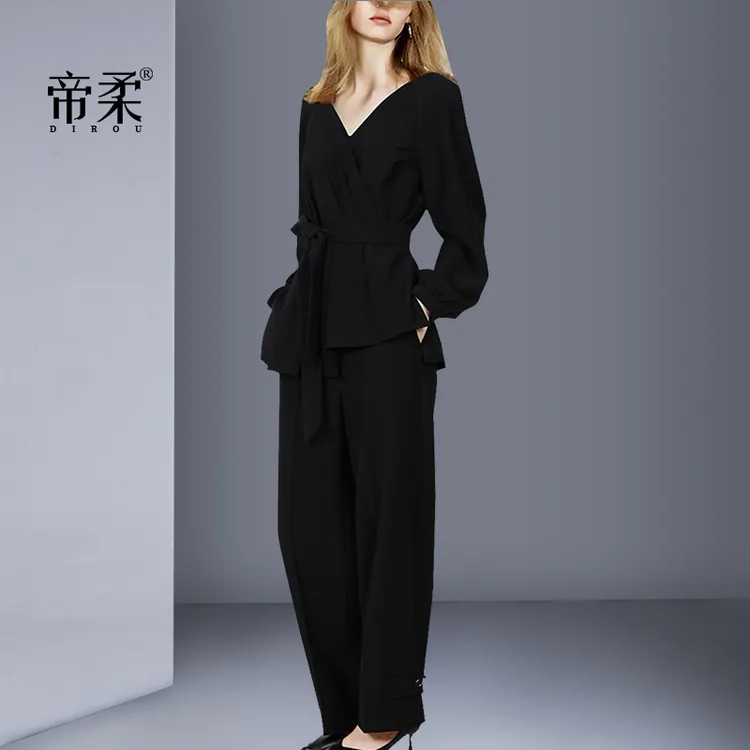 帝柔2025春秋高级感通勤职业两件套装修身显瘦女长袖衬衫长裤