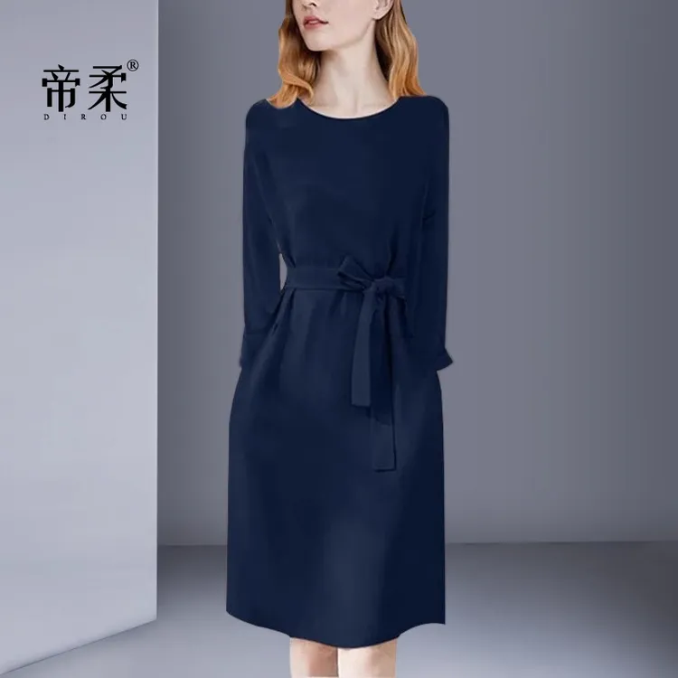 2025秋季新款法式名媛气质长袖连衣裙优雅显瘦轻奢系带常年爆款