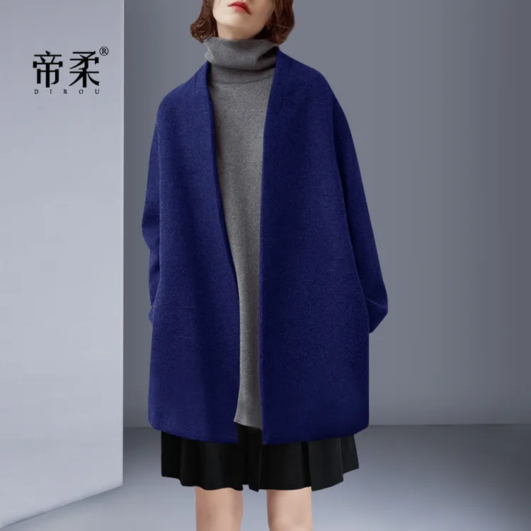帝柔毛呢外套中长款极简风主义羊毛绒小个子宽松大码羊毛呢子大衣