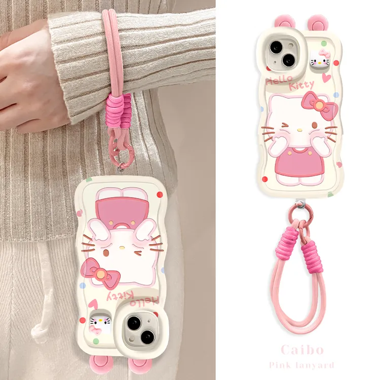 适用苹果16promax华为vivo/oppo小米iPhone17凯蒂猫双支架手机壳