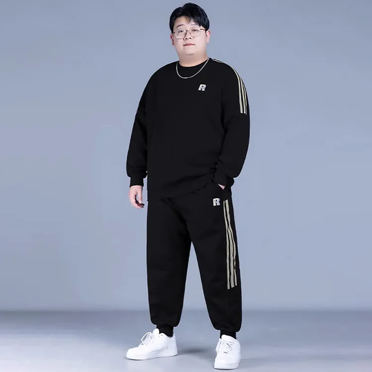 大码休闲套装男2023新款加肥加大运动胖子秋季男装卫衣卫裤两件套
