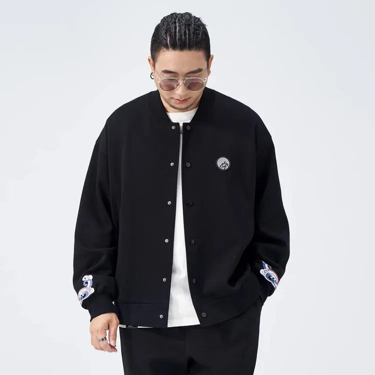 特大码男装棒球服男2023秋冬季新款中国风绣花外套宽松休闲夹克男