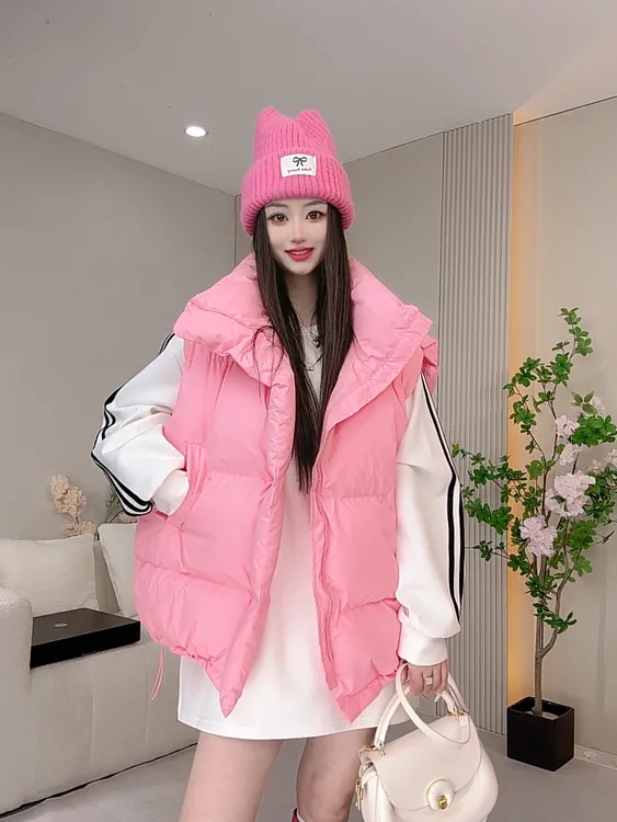 【XCZ】新款特调多巴胺色系秋冬时尚潮流休闲宽松百搭保暖棉马甲