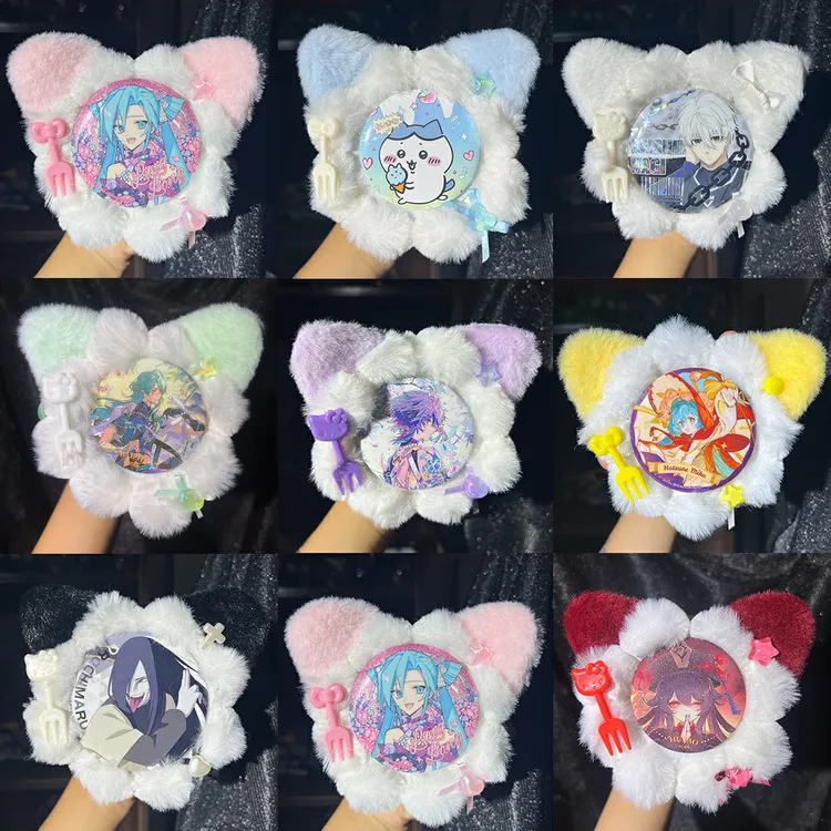 日系猫耳朵可爱吧唧托58mm痛包装饰物二次元手工谷美动漫徽章底托