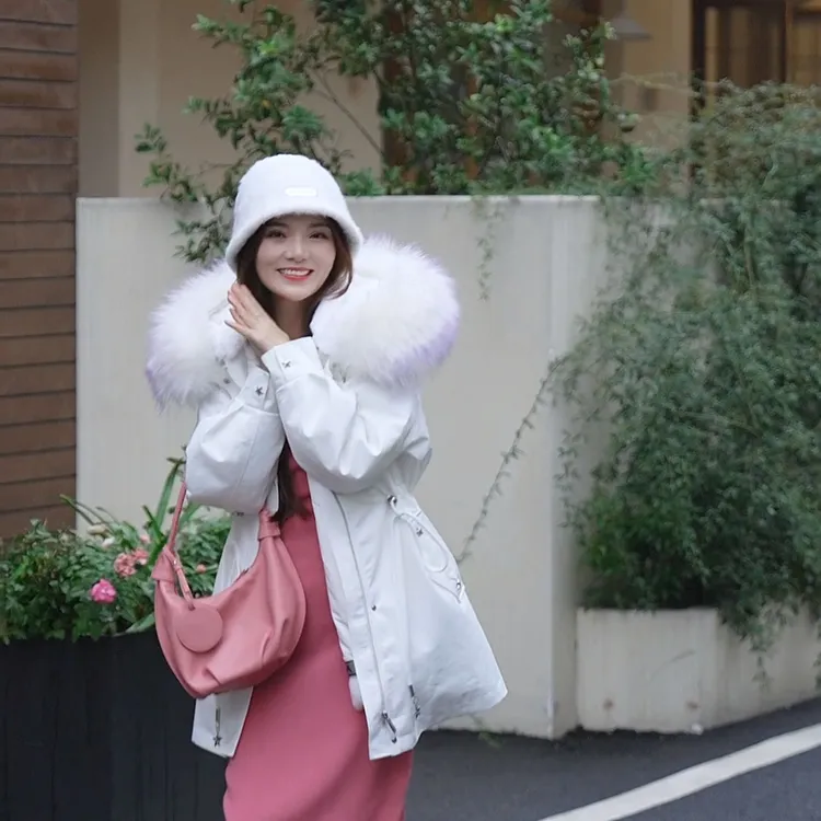 简&搭【千屿Sheila】冬季连帽大毛领星星皮草女234-PC/1005-5302550