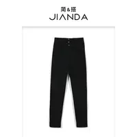 简&搭千屿Sheila秋冬女装通勤裤腰保暖遮肉90鹅绒小黑裤1020-1101