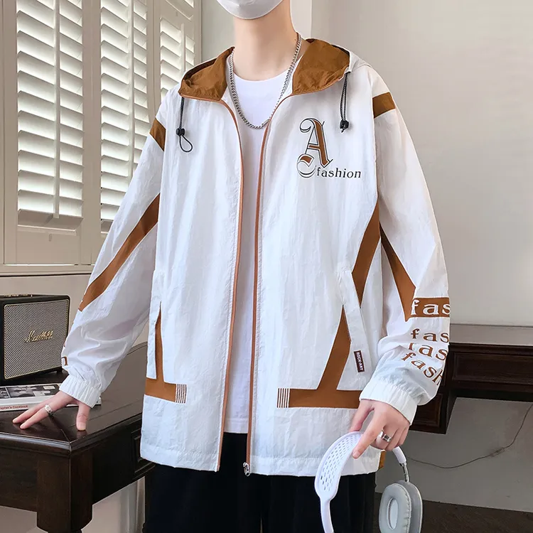 夏季新款港风宽松青少年男生连帽防晒服夹克外套薄款帅气速干防晒