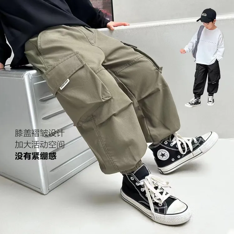 工装裤新款休闲裤运动裤长裤裤子中大童男童男孩儿童女童男童裤子