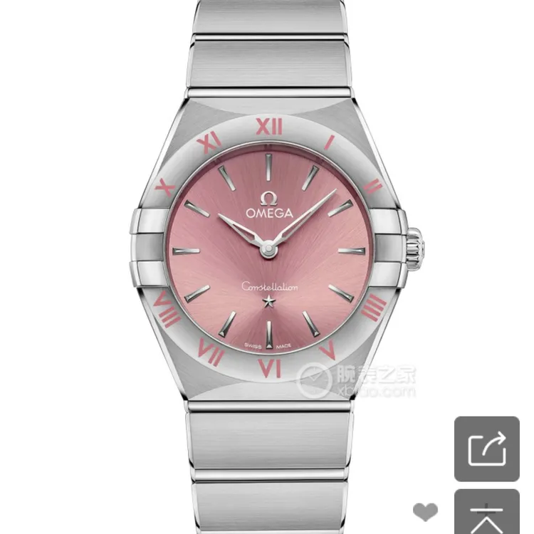 95新 Omega/欧米茄 星座女士腕表，28表径，气质优雅，粉盘