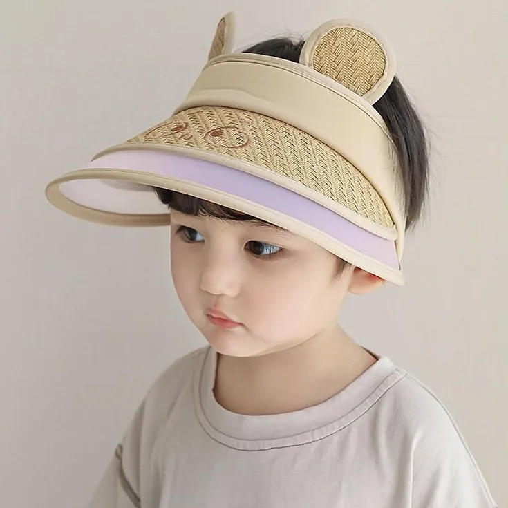 儿童帽子女童夏季防紫外线大檐遮阳空顶帽出游男宝宝防晒太阳帽潮