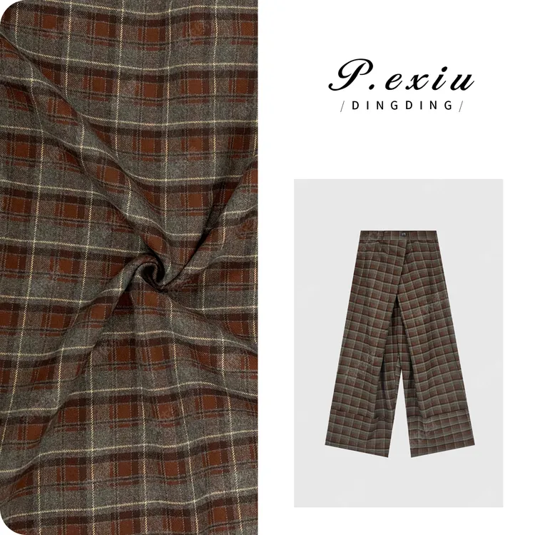 PanYiXiu/潘依绣复古格纹设计感磨绒西装裤休闲裤 W-61760